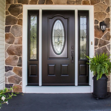 front door with glass and side lites after