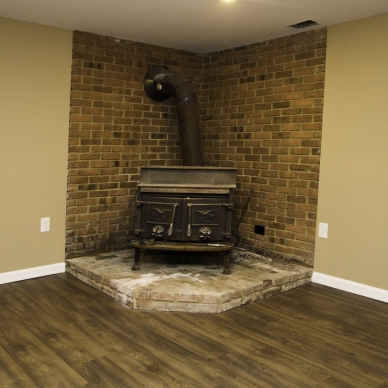 Keinard - basement fireplace after